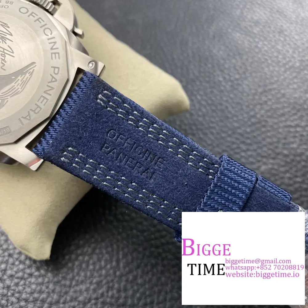 Pam985 47Mm Submersible Mike Horn Titanium Black Dial Blue Nylon Strap Vsf P9000 Panerai