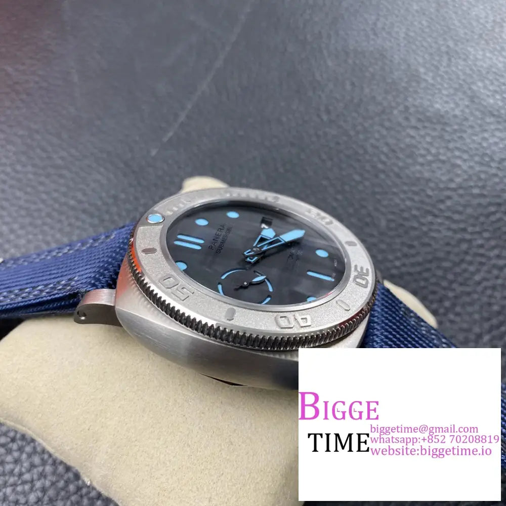 Pam985 47Mm Submersible Mike Horn Titanium Black Dial Blue Nylon Strap Vsf P9000 Panerai