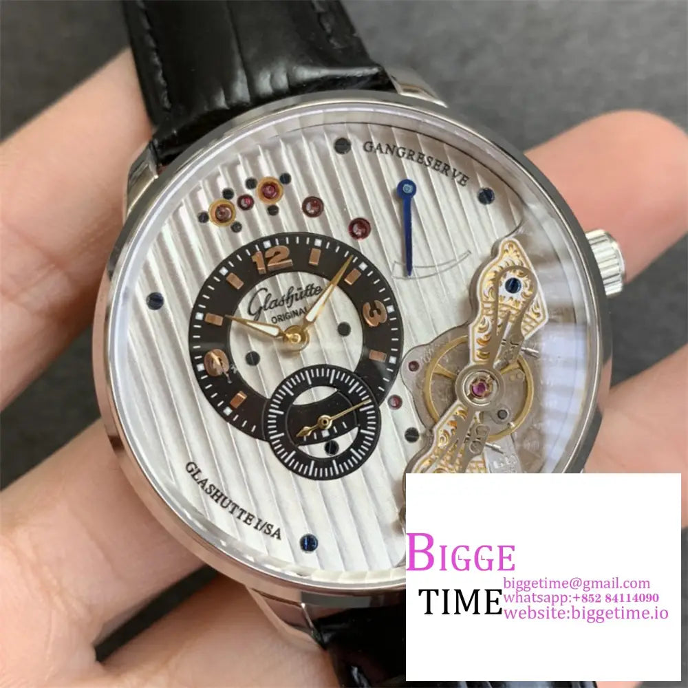 Pano Matic Lnverse 42Mm White/Black Dial Black Leather Strap Tzf A23J Glashutte