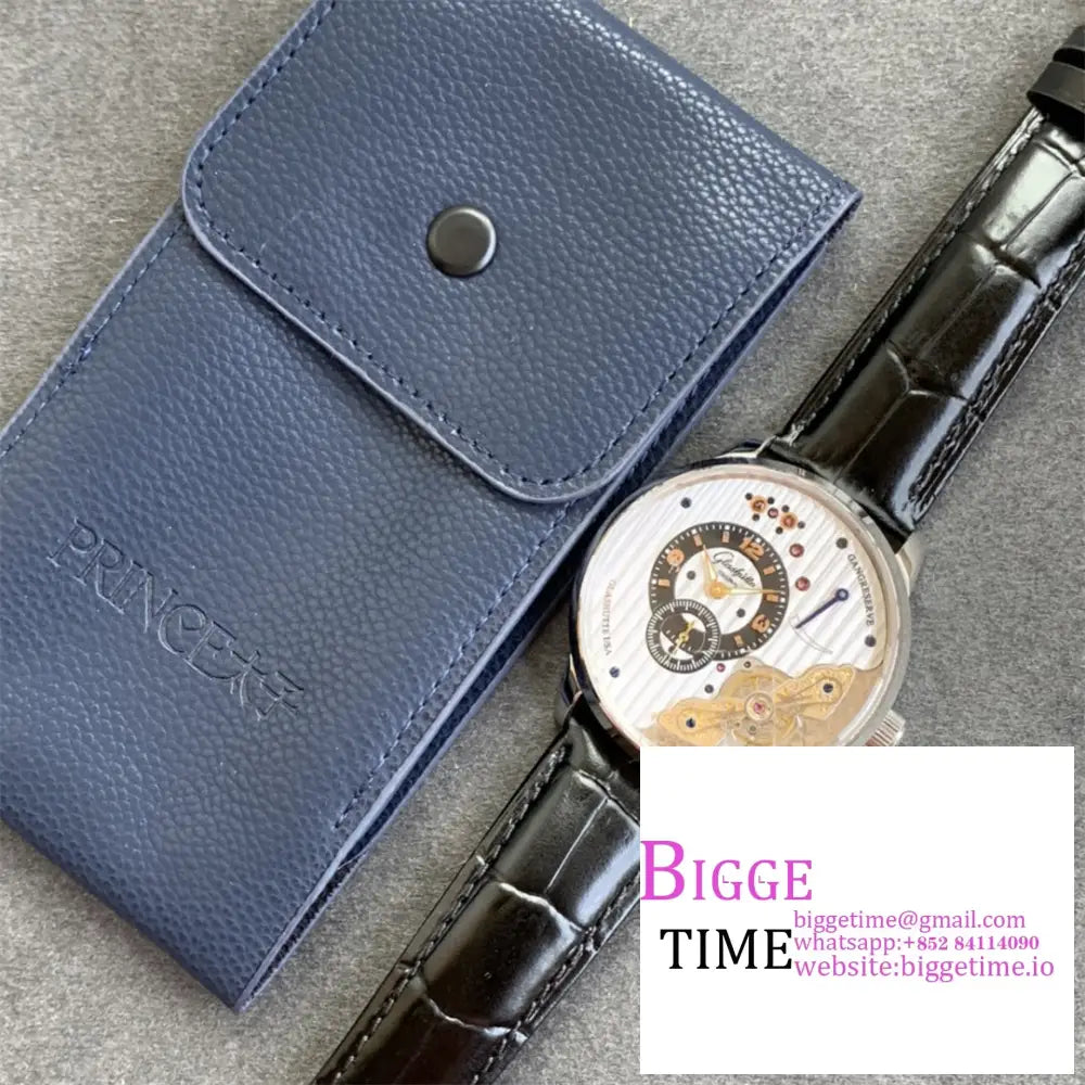 Pano Matic Lnverse 42Mm White/Black Dial Black Leather Strap Tzf A23J Glashutte