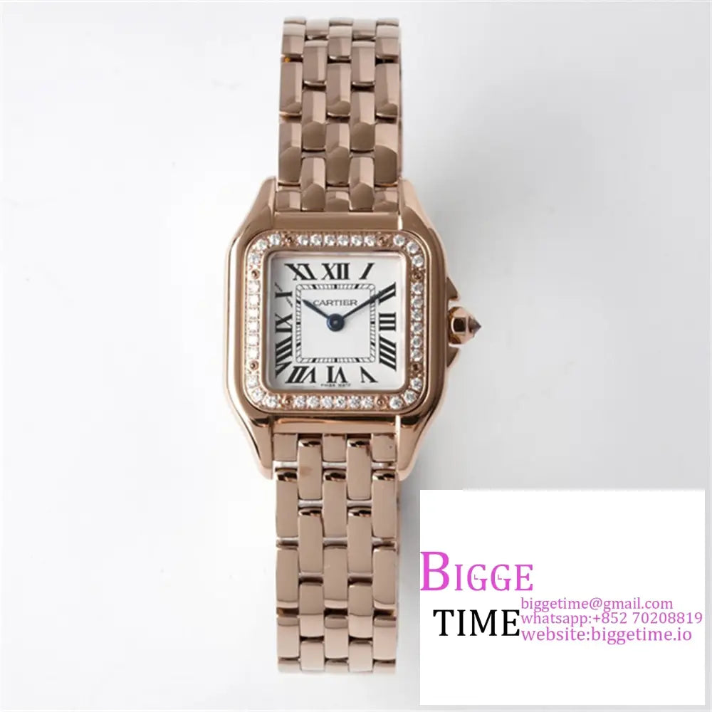 Panth??Re 22Mm Ladies Rg Diamond Bezel White Dial Bracelet Bvf Swiss Quartz Option1 Cartier