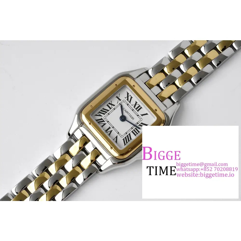 Panth??Re 22Mm Ladies Yg/Ss White Dial Bracelet Bvf Swiss Quartz Cartier