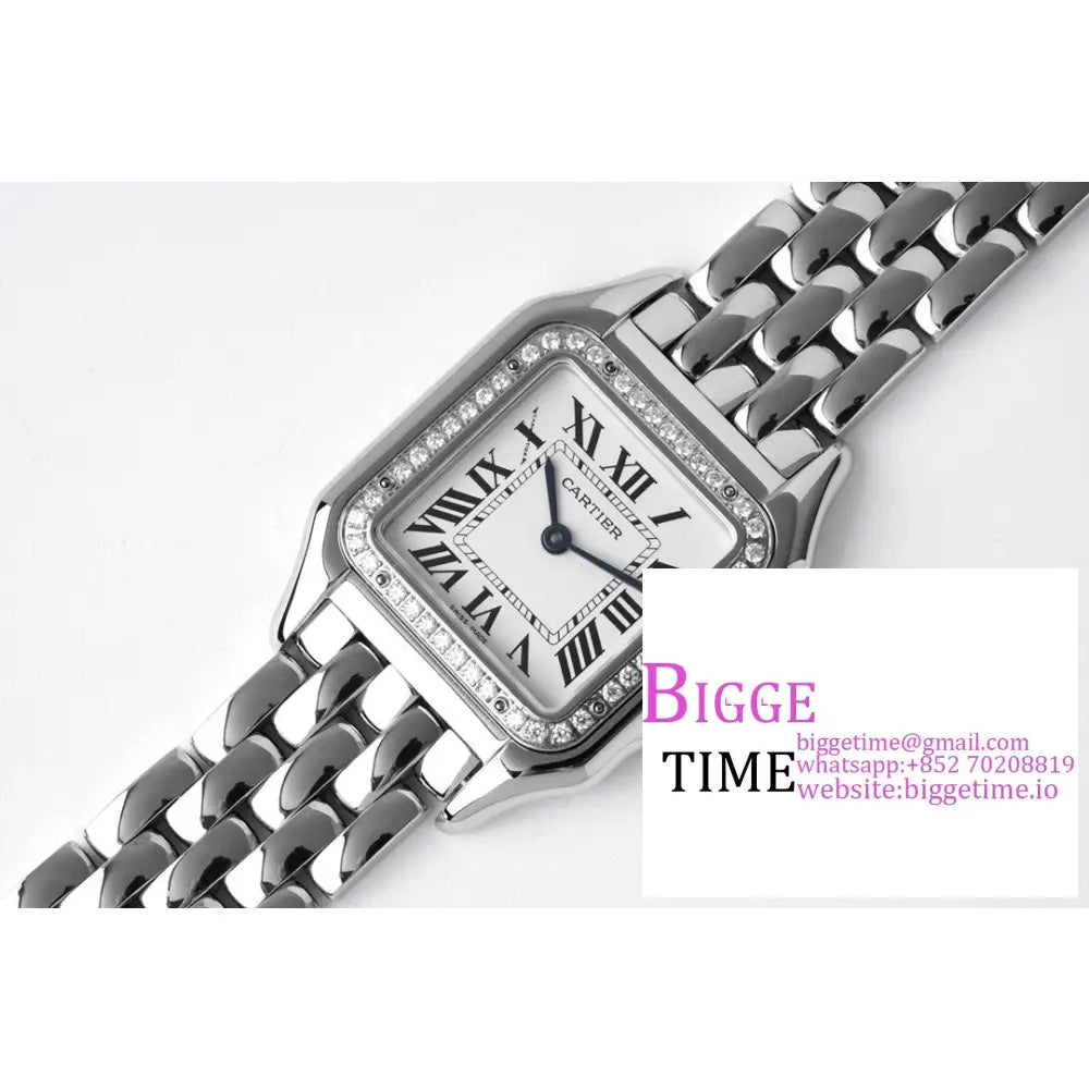 Panth??Re 27Mm Ladies Diamond Bezel White Dial Ss Bracelet Bvf Swiss Quartz Cartier