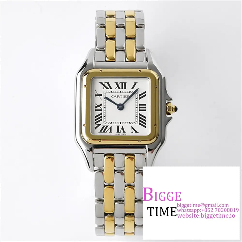 Panth??Re 27Mm Ladies Yg/Ss White Dial Bracelet Bvf Swiss Quartz Option1 Cartier