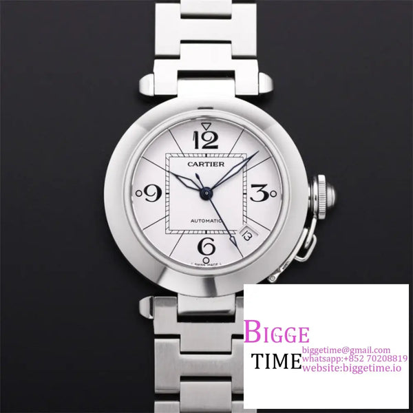 Pasha De Cartier 35Mm Ladies White Dial Ss Bracelet Twcf A2892 Option1