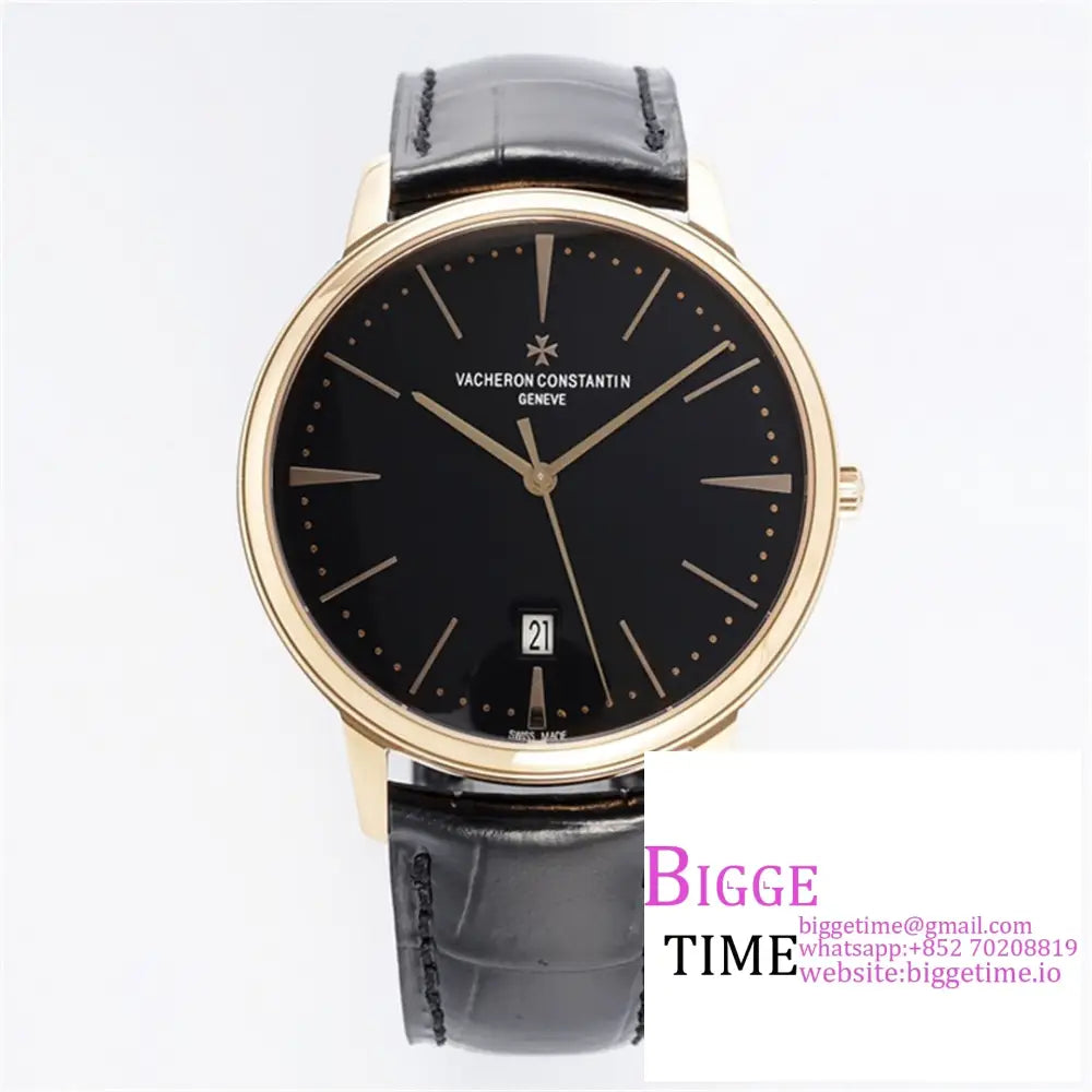 Patrimony 40Mm Date Rg Black Dial Leather Strap Ppf 9015 Option1 Vacheron Constantin