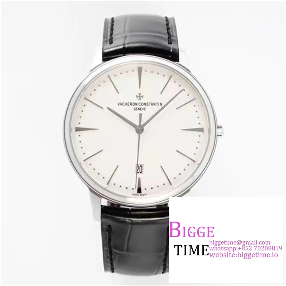 Patrimony 40Mm Date White Dial Black Leather Strap Ppf 9015 Option1 Vacheron Constantin