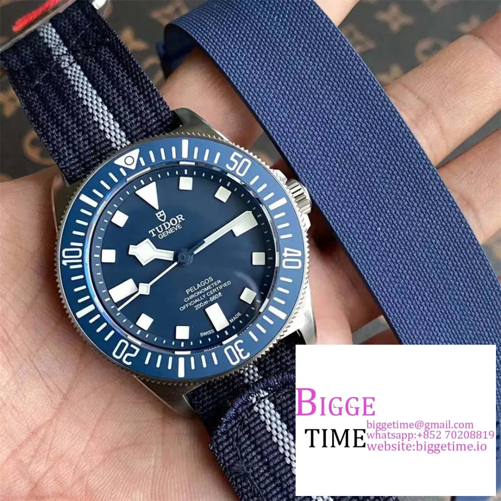 Pelagos 42Mm Titanium Blue Ceramic Bezel Dial Nylon Strap M + 8N-24 Tudor