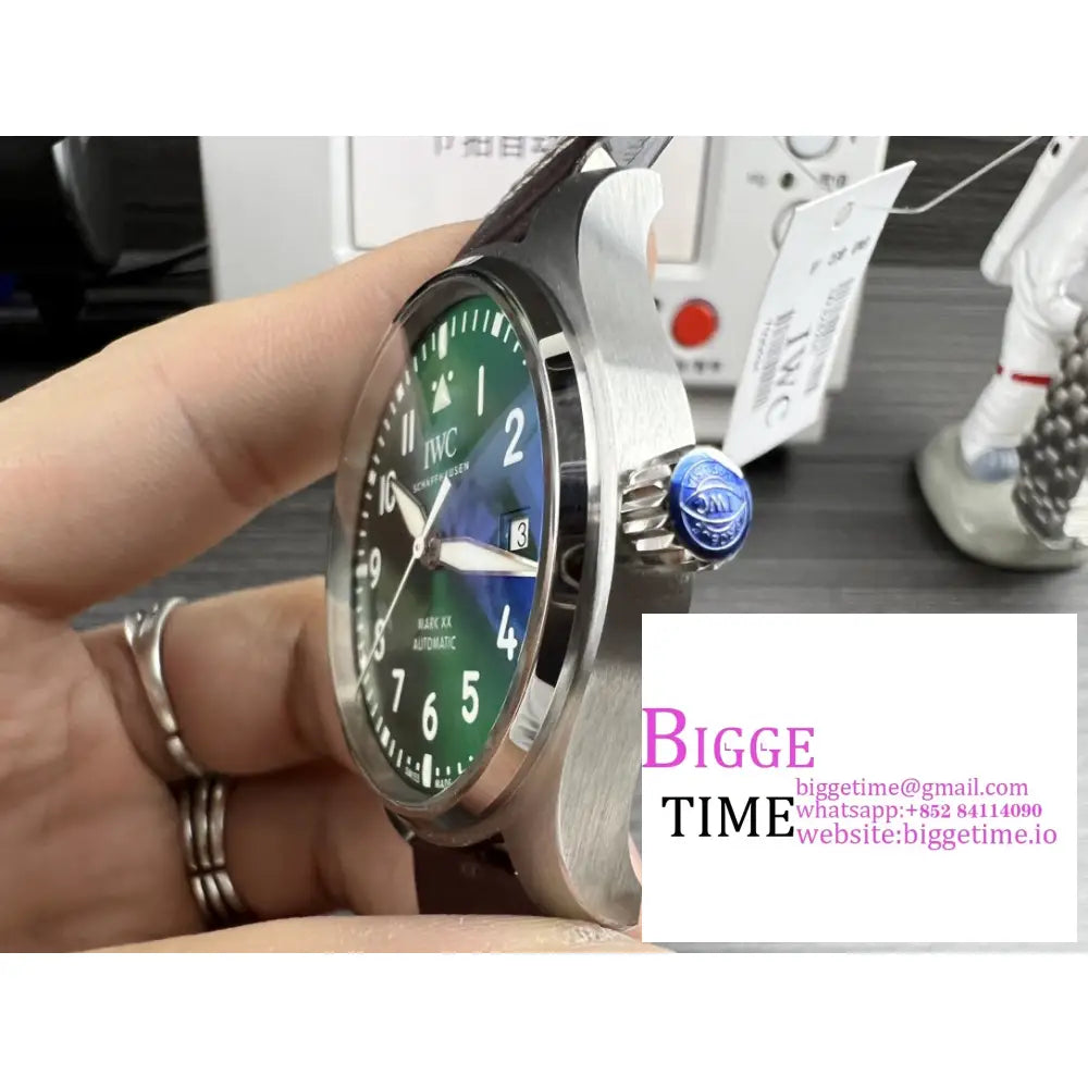 Iwc Pilot Mark Xx 40Mm Iw328205 Green Dial Brown Leather Strap V7F A2892 Iwc