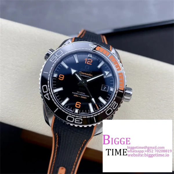 Planet Ocean 600M 43.5Mm 1/4 Orange Black Dial Rubber Strap Vsf A8900 Option1 Omega