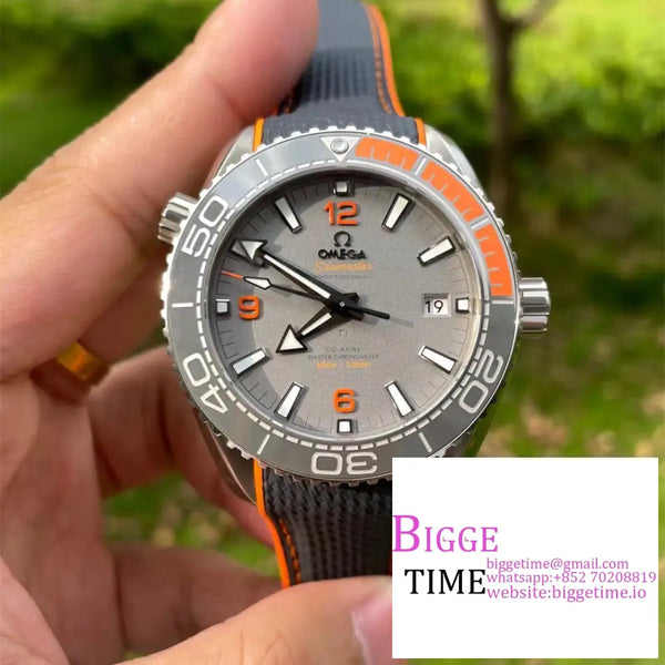 Planet Ocean 600M 43.5Mm 1/4 Orange Grey Dial Black Rubber Strap Vsf A8900 Option1 Omega