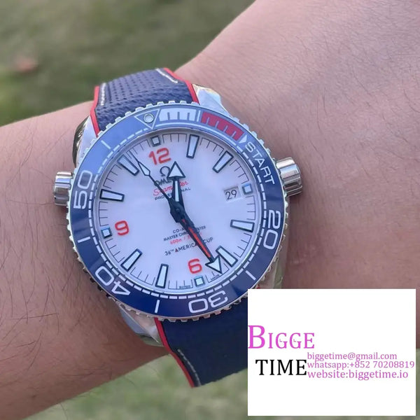 Planet Ocean 600M America’s Cup 43.5Mm White Dial Blue Rubber Strap Vsf A8900 Option1 Omega