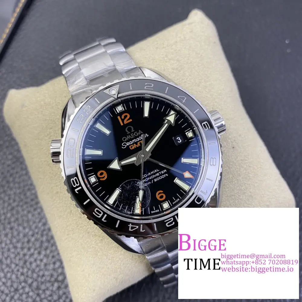 Planet Ocean 600M Gmt 43.5Mm Black Dial Orange Marker Ss Bracelet Vsf A8906 Omega