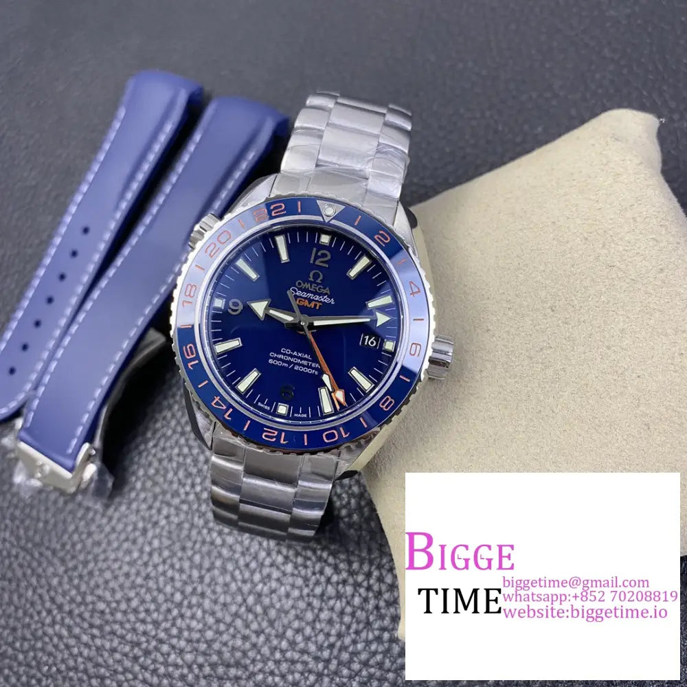 Planet Ocean 600M Gmt 43.5Mm Blue Dial Ss Bracelet Vsf A8906 Omega