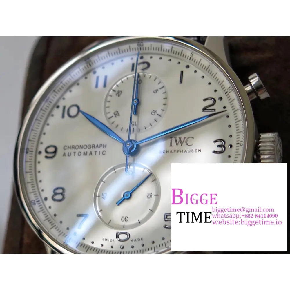 Iwc Portugieser Chrono 41Mm 150 Years White Dial Black Leather Strap Zf A7750 Iwc
