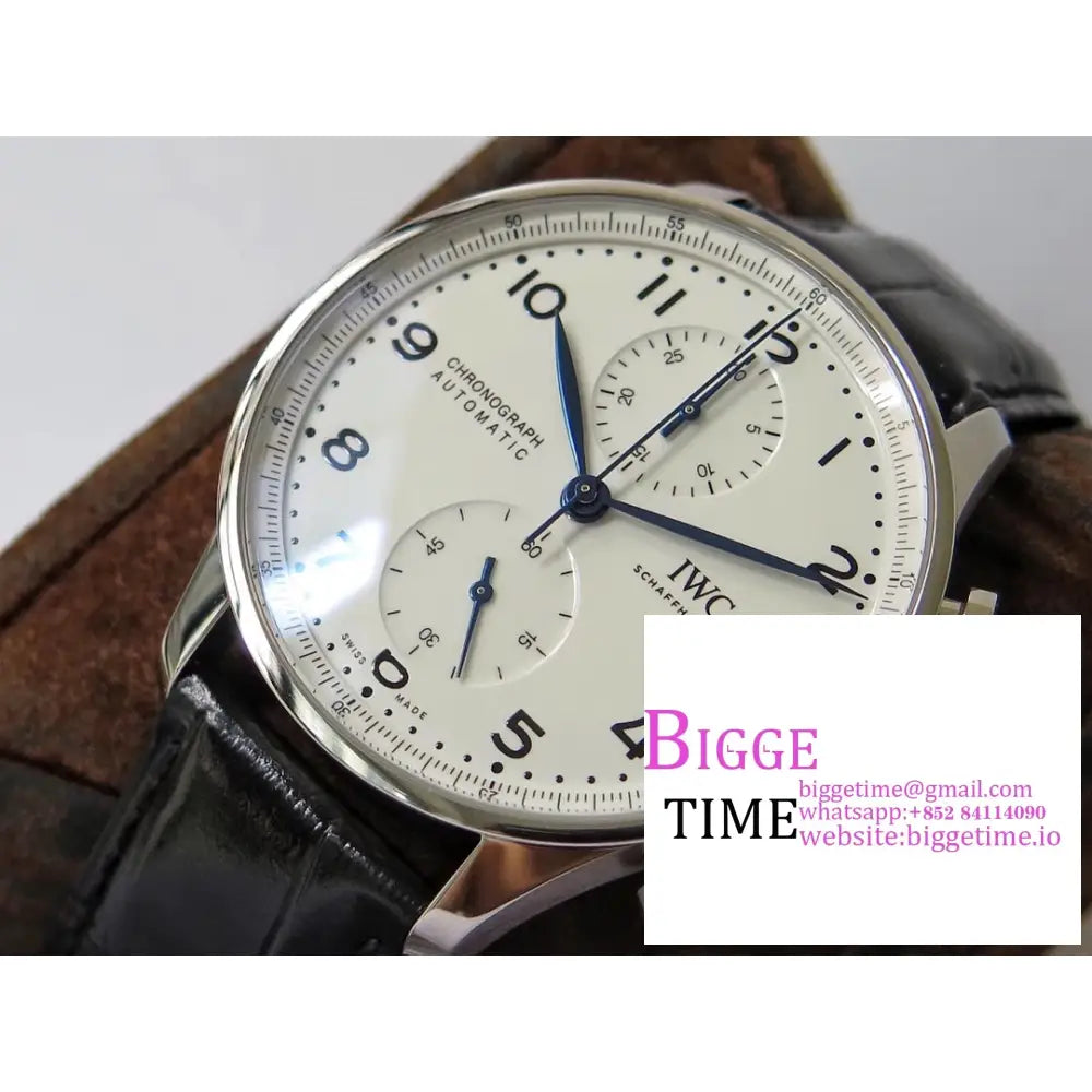 Iwc Portugieser Chrono 41Mm 150 Years White Dial Black Leather Strap Zf A7750 Iwc