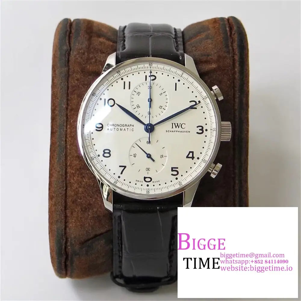 Iwc Portugieser Chrono 41Mm 150 Years White Dial Black Leather Strap Zf A7750 Option1 Iwc