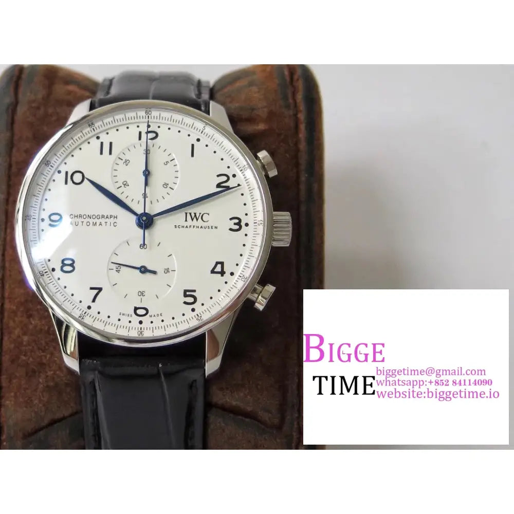 Iwc Portugieser Chrono 41Mm 150 Years White Dial Black Leather Strap Zf A7750 Iwc