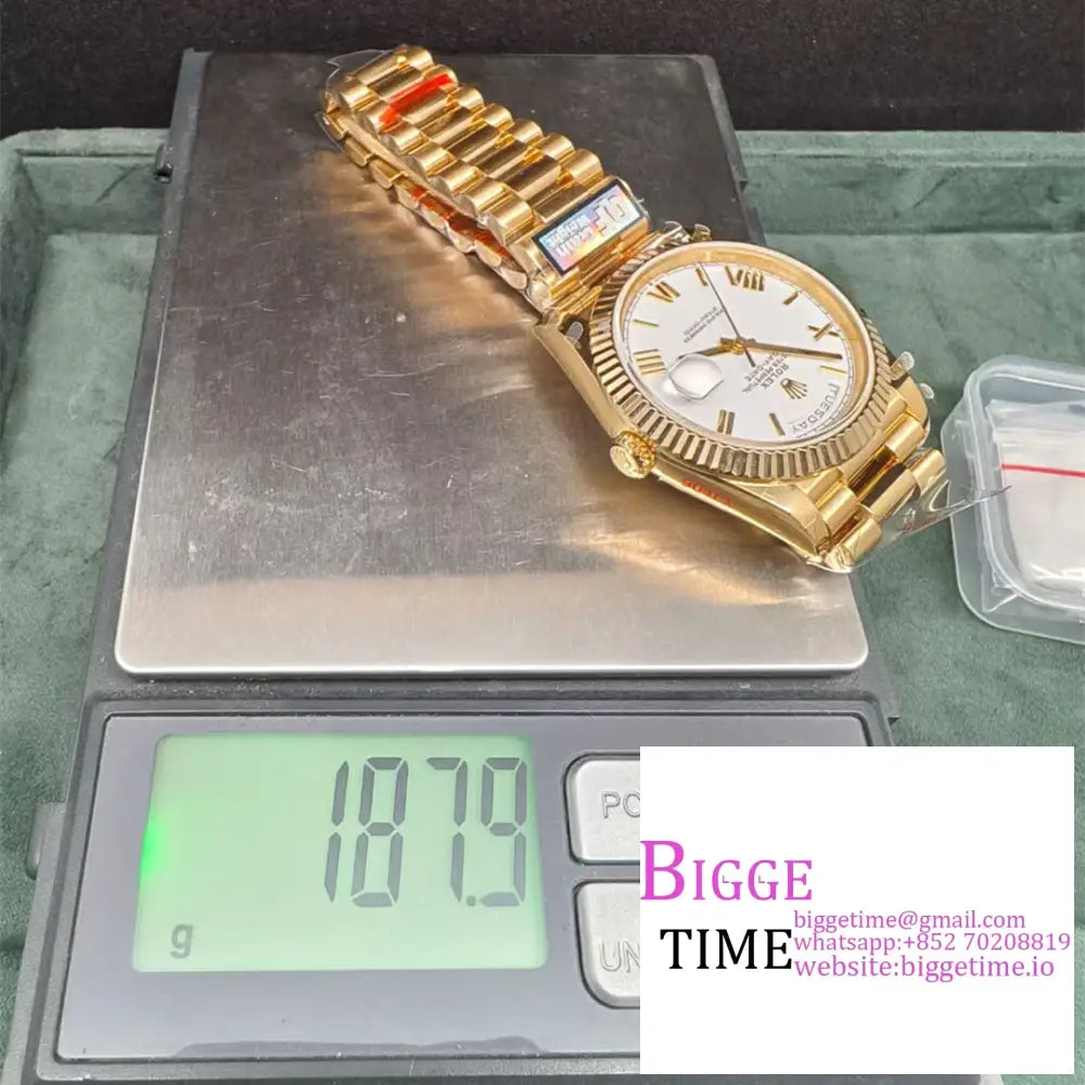 Qf Gain Weight Vr3255 Daydate 40Mm Rg White Dial Roma Marker President Bracelet Rolex