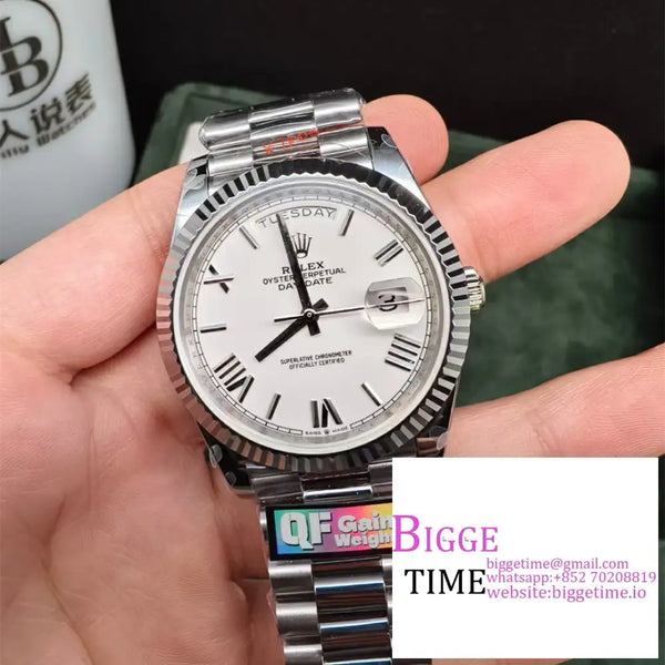 Qf Gain Weight Vr3255 Daydate 40Mm White Dial Roma Marker President Bracelet Option1 Rolex