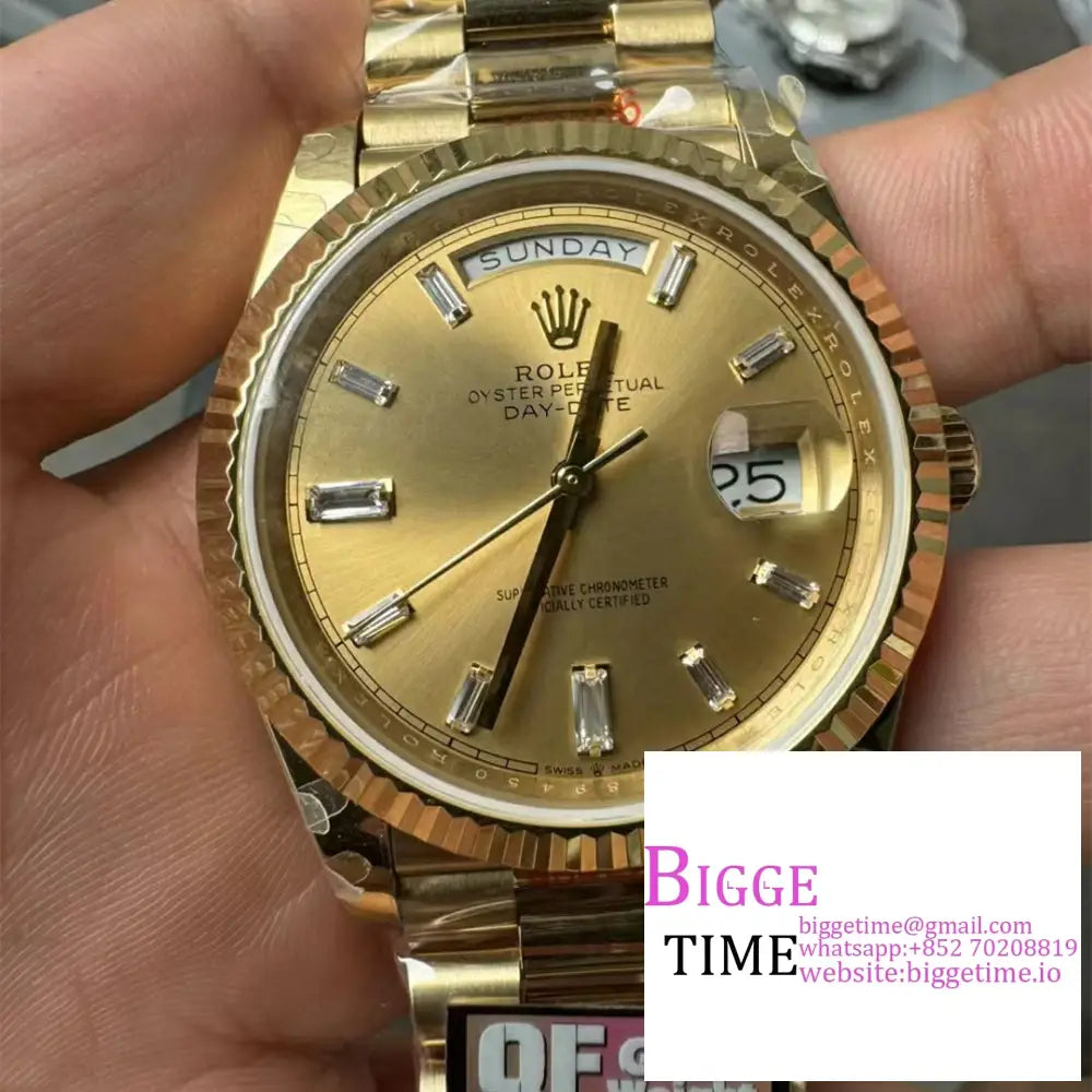 Qf Gain Weight Vr3255 Daydate 40Mm Yg Dial Diamond Marker President Bracelet Option1 Rolex