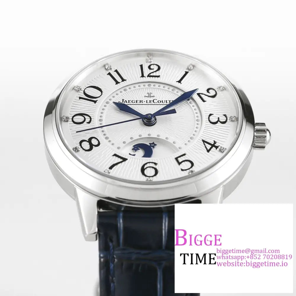 Rendez-Vous Night & Day 34Mm White Dial Blue Leather Strap Gf A898 Jaeger Lecoultre