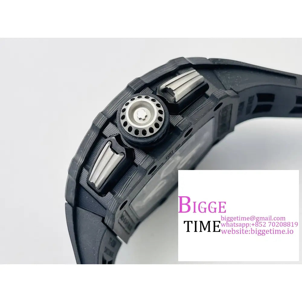 Rm011 Chrono Ntpt Skeleton Dial Black Crown Rubber Strap Kvf A7750 Richard Mille