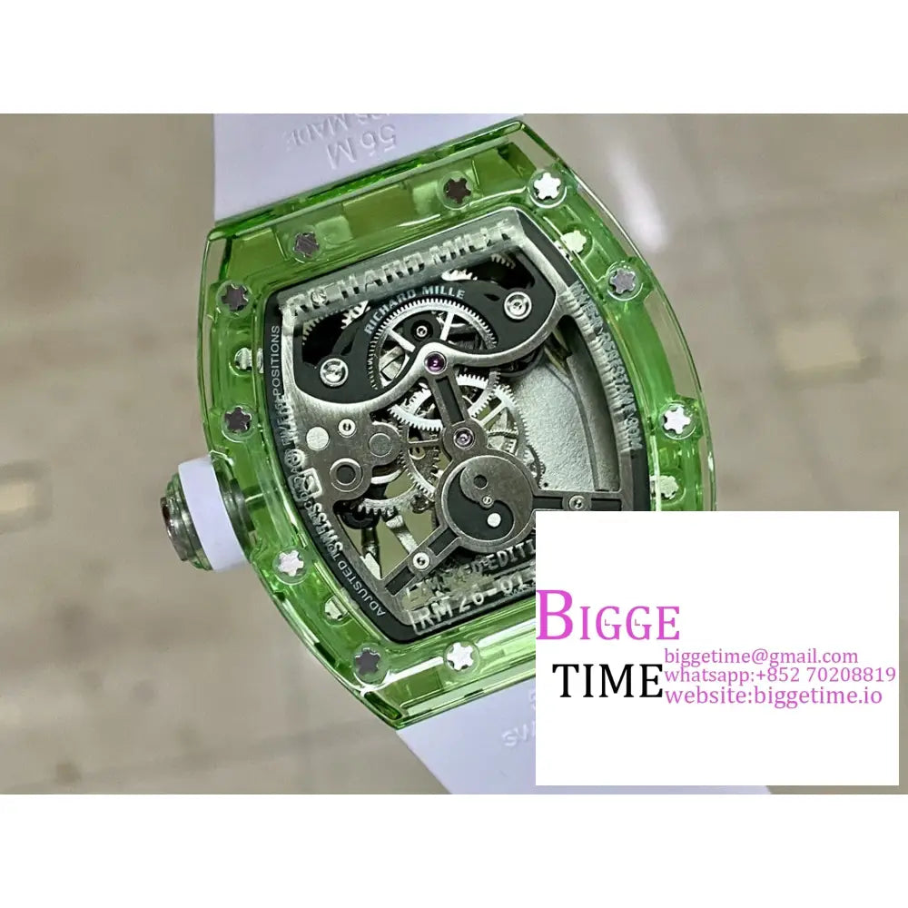 Rm026 Tourbillon Green Panda Skeleton Dial White Crown Rubber Strap Rmf Tourb Richard Mille