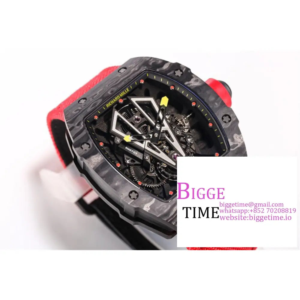 Rm027 Tourbillon Ntpt Skeleton Dial Red Crown Nylon Strap Bbrf Tourb Richard Mille