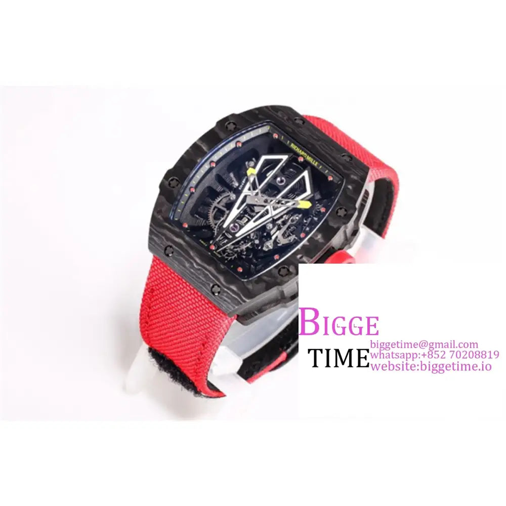 Rm027 Tourbillon Ntpt Skeleton Dial Red Crown Nylon Strap Bbrf Tourb Richard Mille