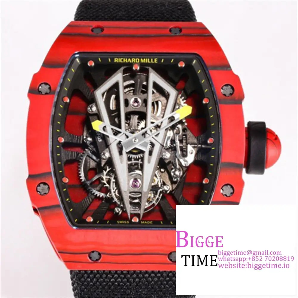 Rm027 Tourbillon Red Ntpt Skeleton Dial Crown Black Nylon Strap Bbrf Tourb Option1 Richard Mille