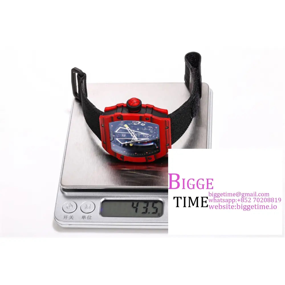 Rm027 Tourbillon Red Ntpt Skeleton Dial Crown Black Nylon Strap Bbrf Tourb Richard Mille