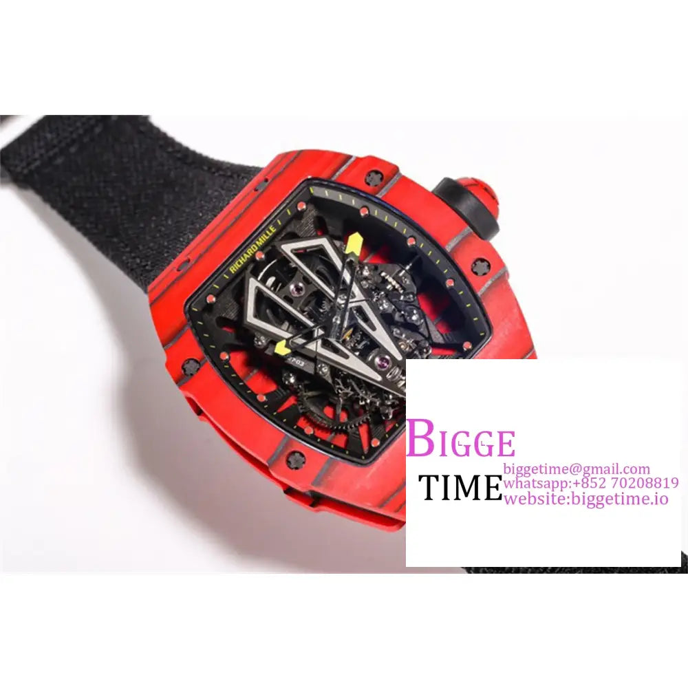 Rm027 Tourbillon Red Ntpt Skeleton Dial Crown Black Nylon Strap Bbrf Tourb Richard Mille