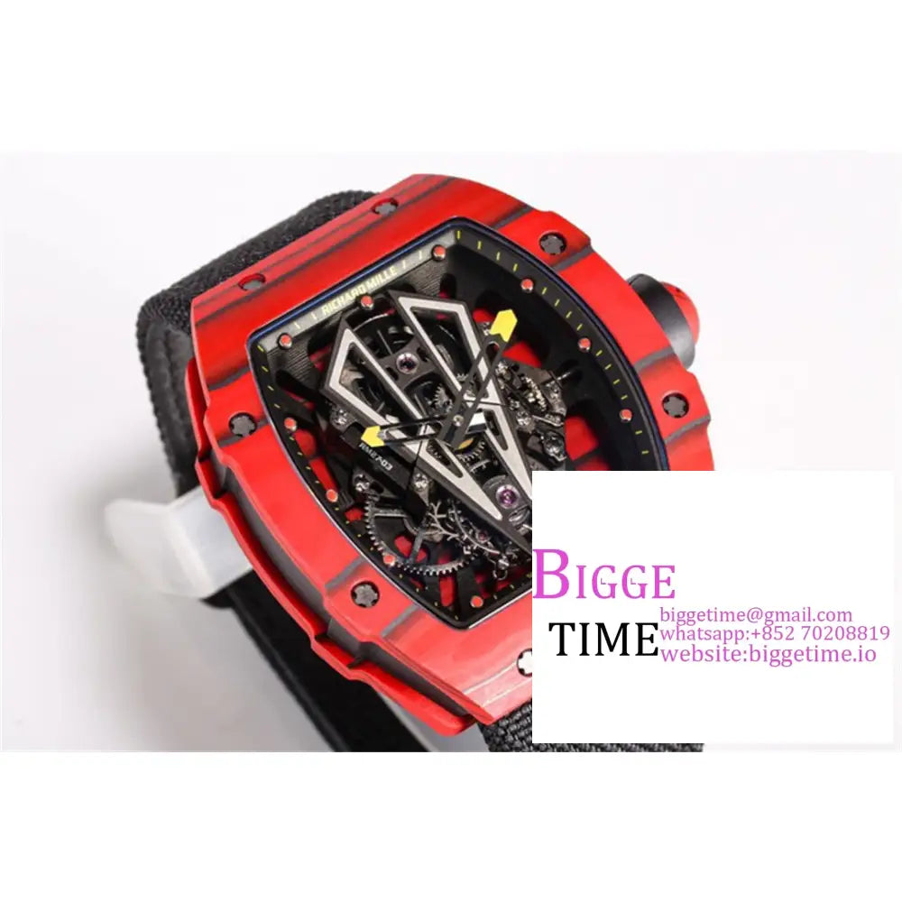 Rm027 Tourbillon Red Ntpt Skeleton Dial Crown Black Nylon Strap Bbrf Tourb Richard Mille