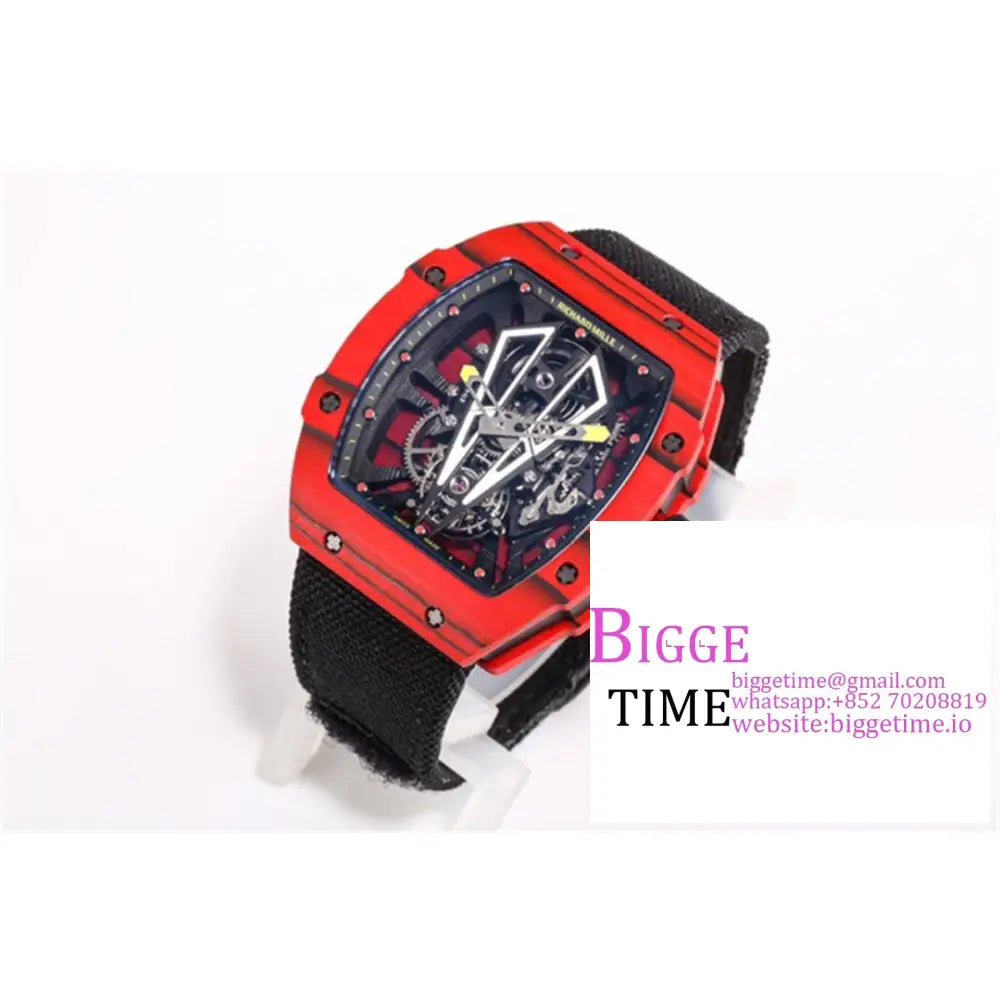 Rm027 Tourbillon Red Ntpt Skeleton Dial Crown Black Nylon Strap Bbrf Tourb Richard Mille