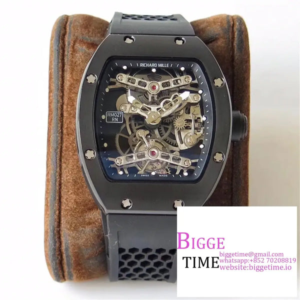 Rm027 Tourbillon Titanium Skeleton Dial Black Rubber Strap Eurf Tourb Option1 Richard Mille