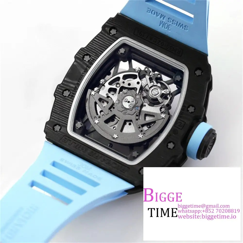 Rm035-02 Real Ntpt Skeleton Dial Blue Crown Rubber Strap Bbrf Nh05A Richard Mille