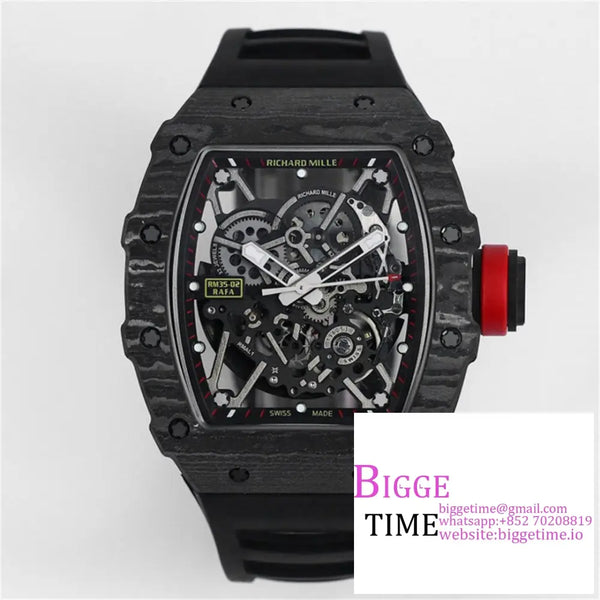 Rm035-02 Real Ntpt Skeleton Dial Red Crown Black Rubber Strap Bbrf Nh05A Option1 Richard Mille