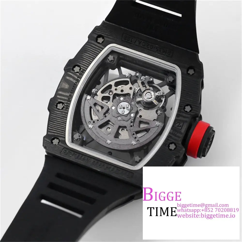 Rm035-02 Real Ntpt Skeleton Dial Red Crown Black Rubber Strap Bbrf Nh05A Richard Mille