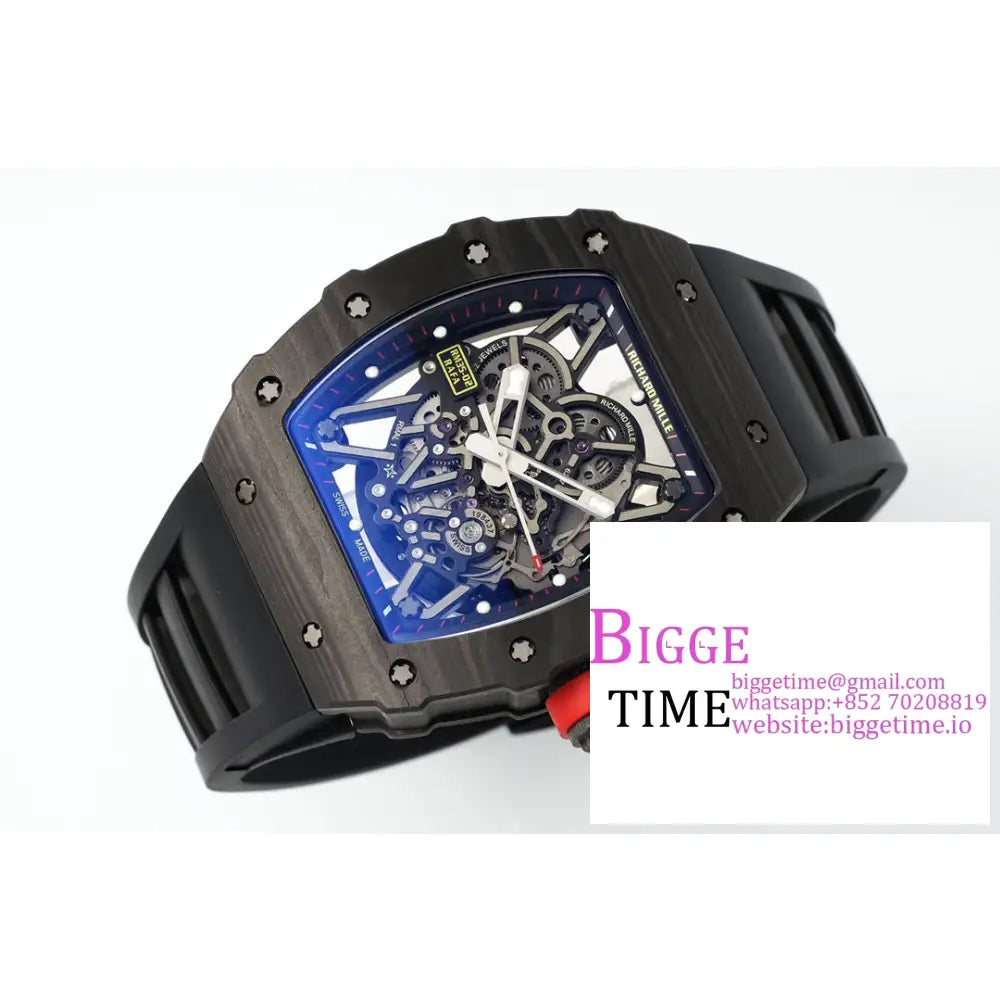 Rm035-02 Real Ntpt Skeleton Dial Red Crown Black Rubber Strap Zf Nh05A Richard Mille