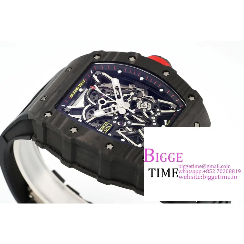 Rm035-02 Real Ntpt Skeleton Dial Red Crown Black Rubber Strap Zf Nh05A Richard Mille