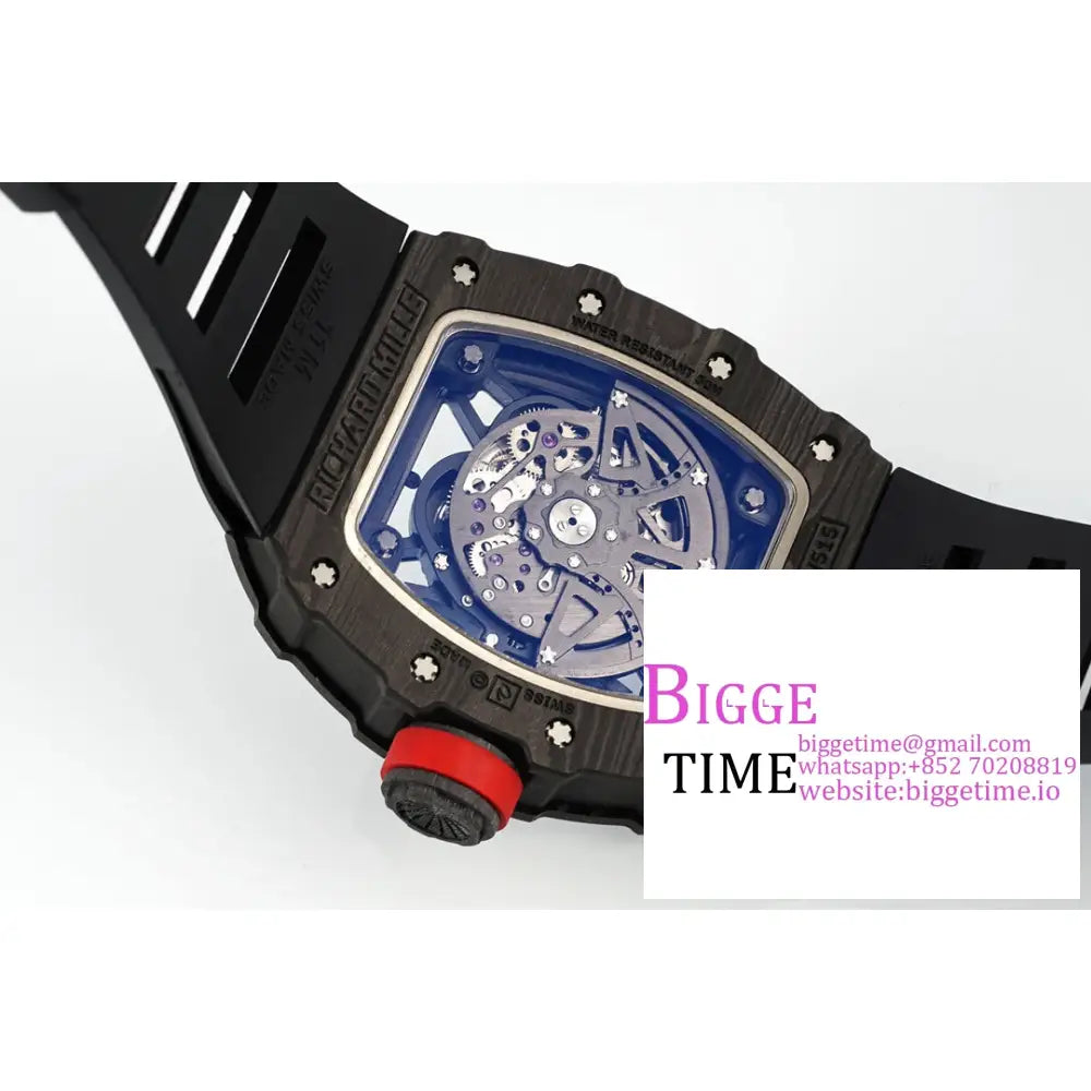 Rm035-02 Real Ntpt Skeleton Dial Red Crown Black Rubber Strap Zf Nh05A Richard Mille