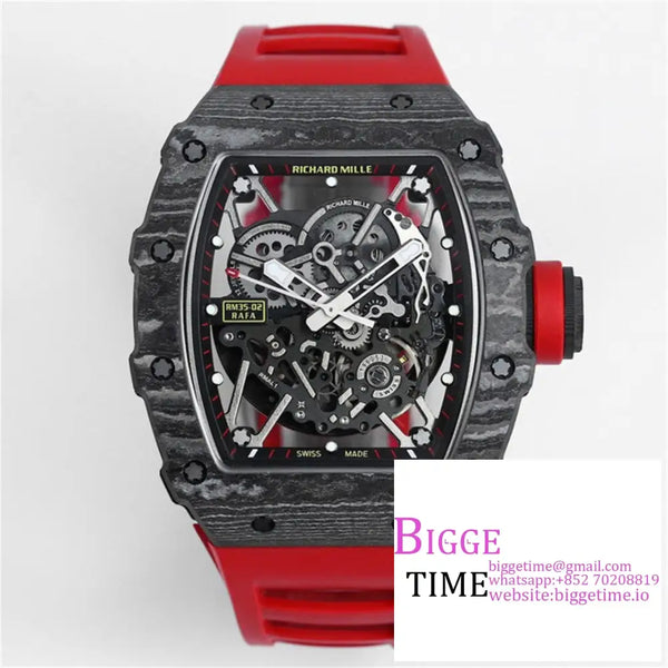 Rm035-02 Real Ntpt Skeleton Dial Red Crown Rubber Strap Bbrf Nh05A Option1 Richard Mille