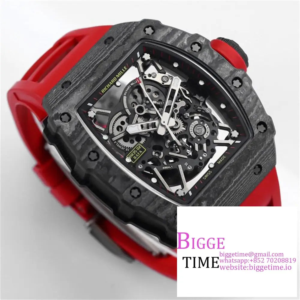 Rm035-02 Real Ntpt Skeleton Dial Red Crown Rubber Strap Bbrf Nh05A Richard Mille