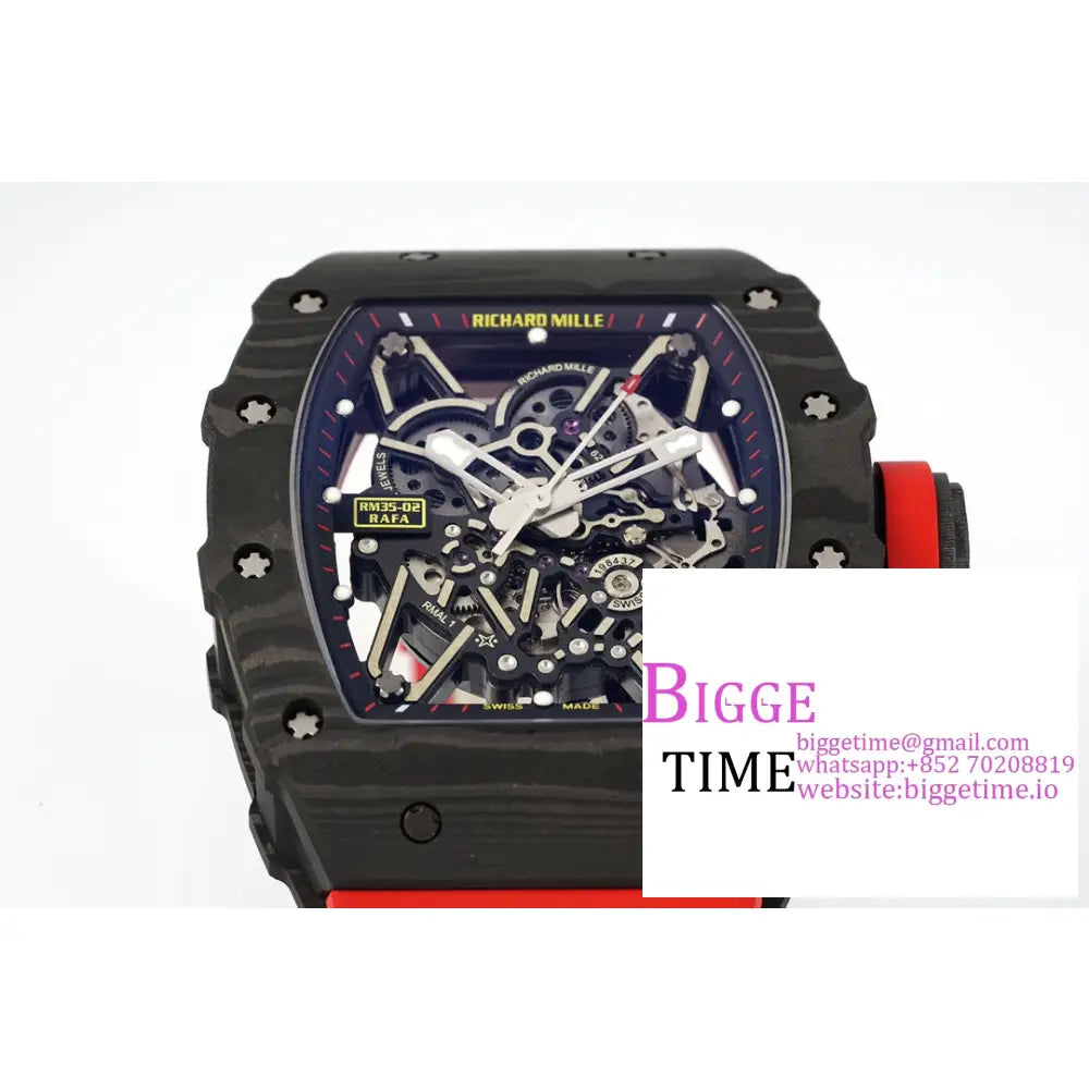 Rm035-02 Real Ntpt Skeleton Dial Red Crown Rubber Strap Zf Nh05A Richard Mille