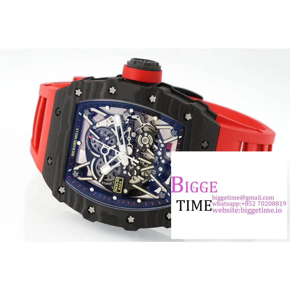 Rm035-02 Real Ntpt Skeleton Dial Red Crown Rubber Strap Zf Nh05A Richard Mille