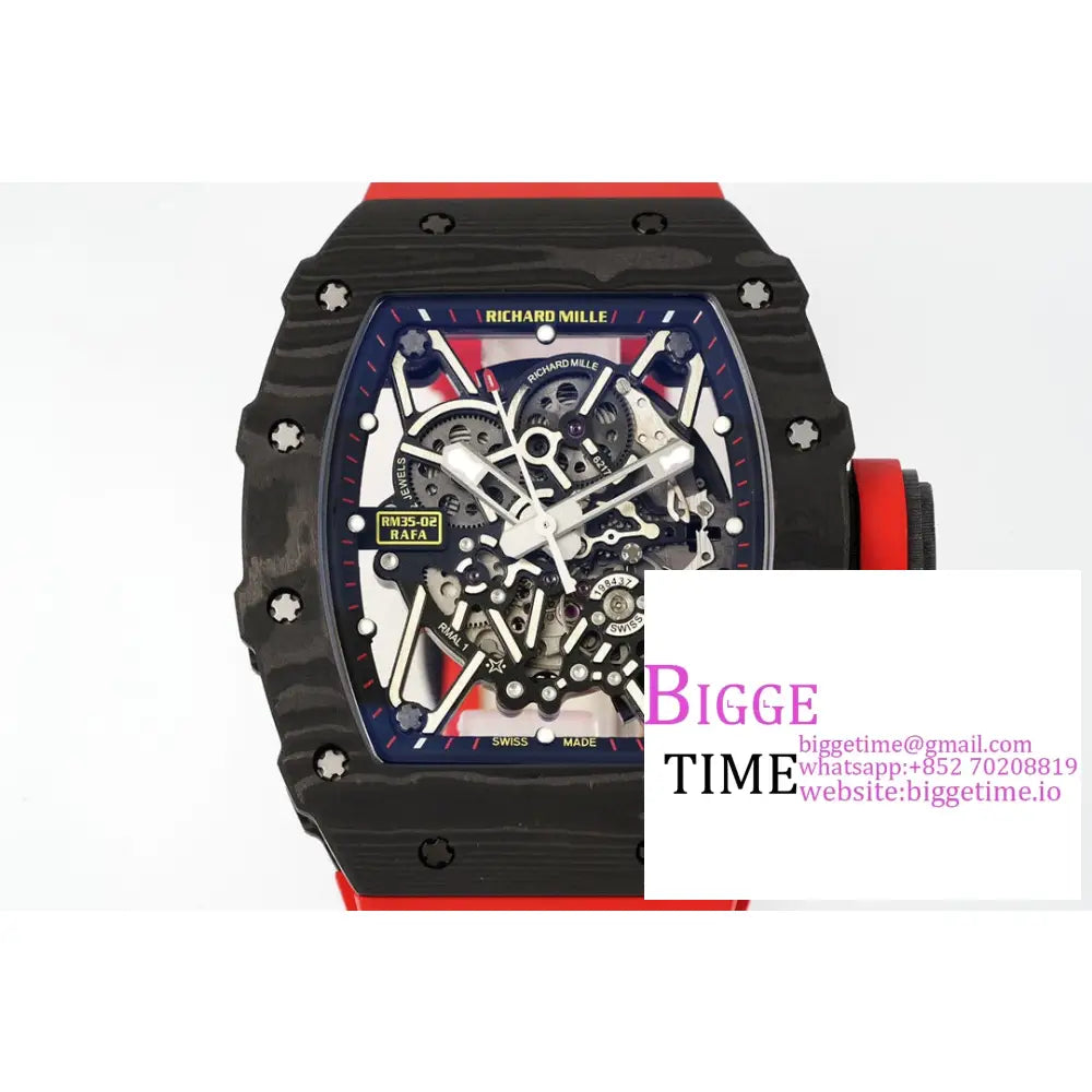 Rm035-02 Real Ntpt Skeleton Dial Red Crown Rubber Strap Zf Nh05A Richard Mille