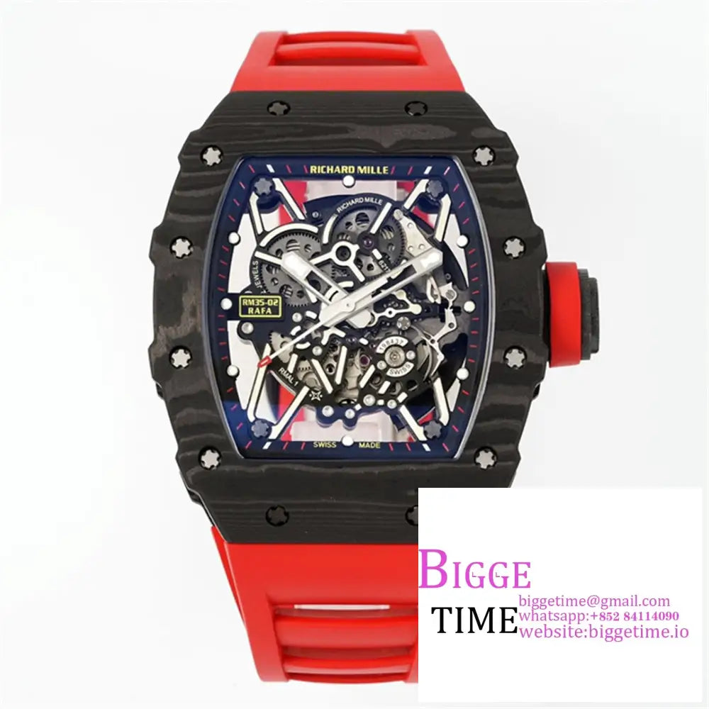 Rm035-02 Real Ntpt Skeleton Dial Red Crown Rubber Strap Zf Nh05A Option1 Richard Mille