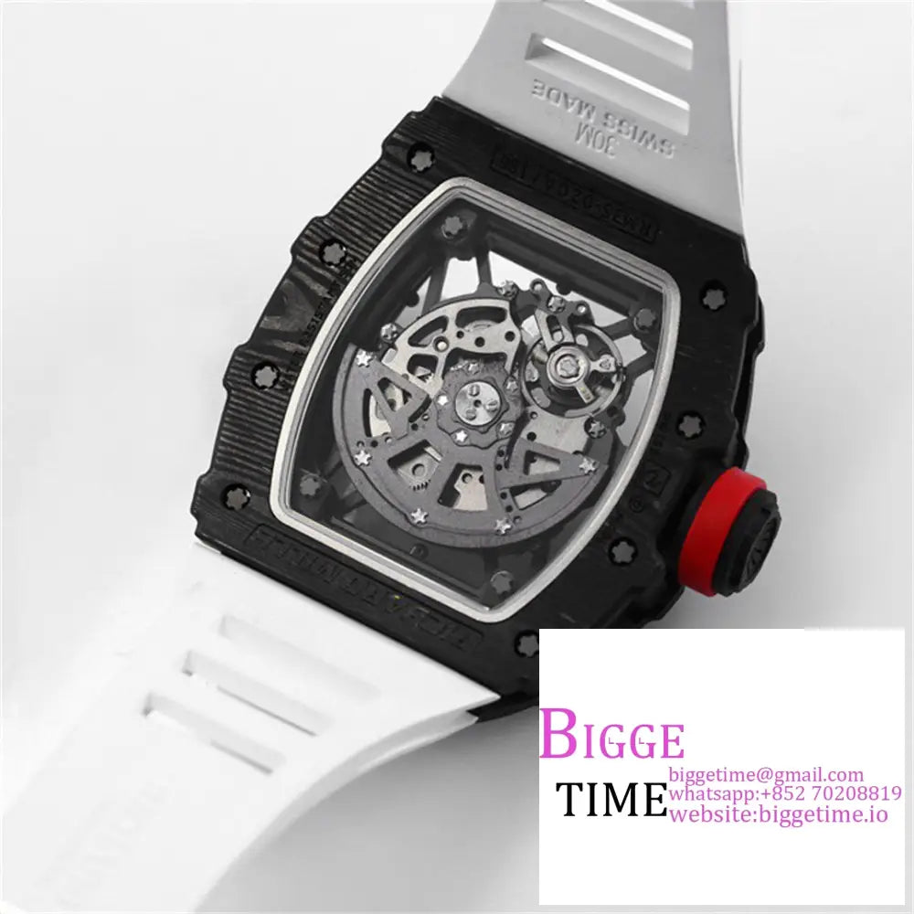 Rm035-02 Real Ntpt Skeleton Dial Red Crown White Rubber Strap Bbrf Nh05A Richard Mille