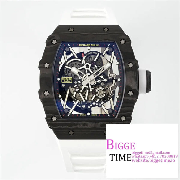 Rm035-02 Real Ntpt Skeleton Dial White Crown Rubber Strap Zf Nh05A Option1 Richard Mille